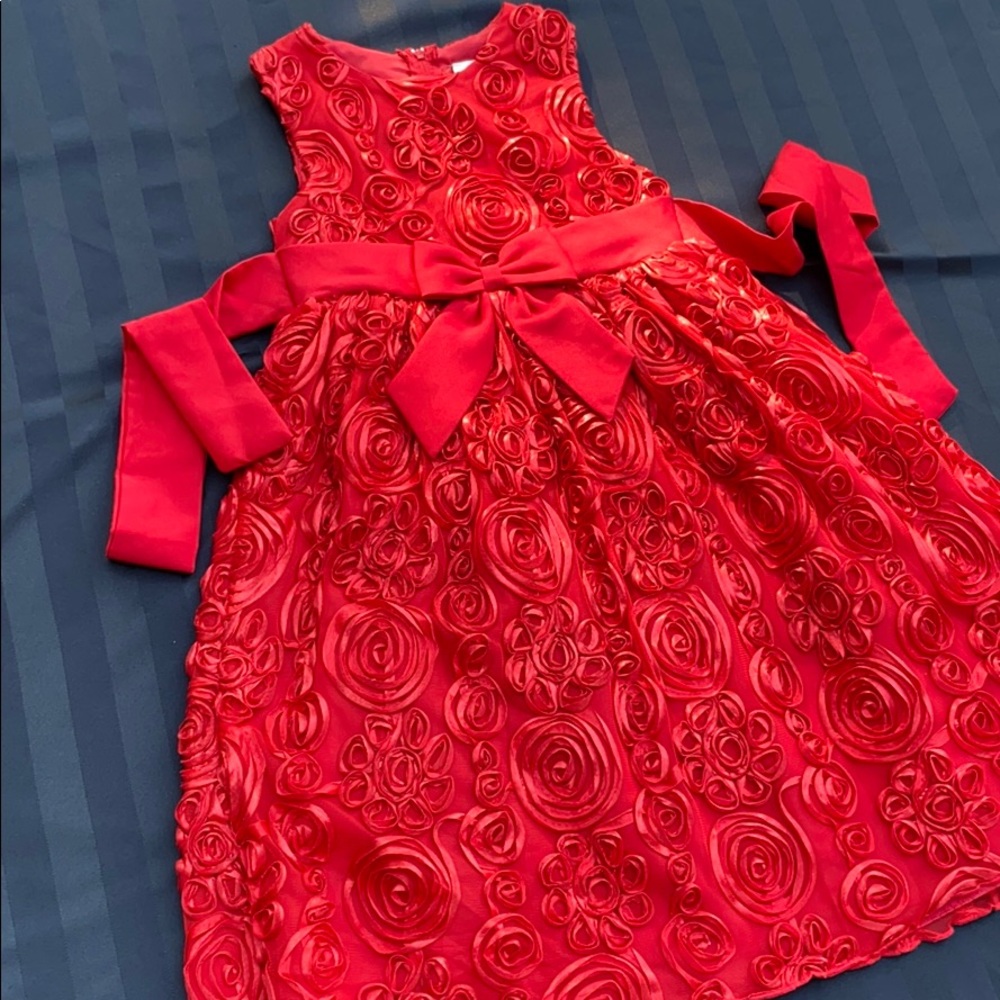 Girls Size 6 Red Fancy Ribbon Dress
